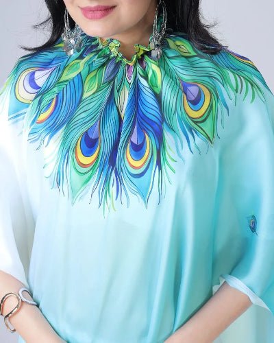 1 Min Free Hand Blue & White Designer Ready To Wear Saree - BONYHUBSAREE