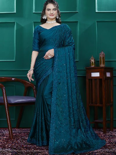 1 Min Peacock Designer Rangoli Silk Ready To Wear Saree - BONYHUBSAREE