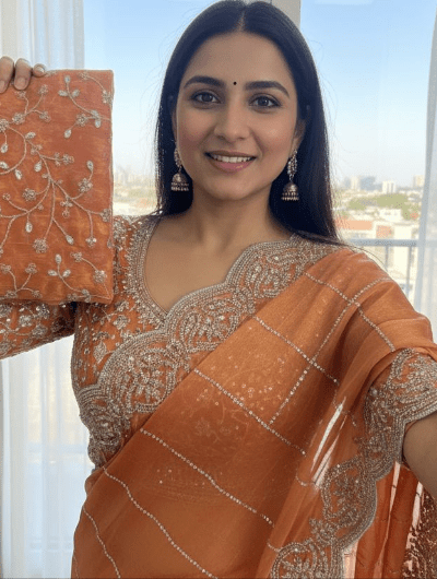 Silk Diamond Starry Sari Partywear - BONYHUBSAREE