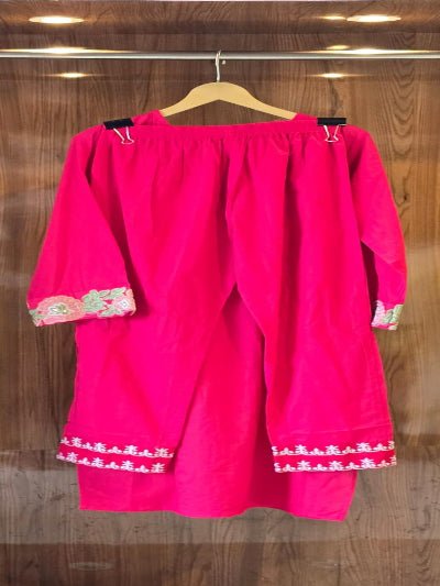 Stunning Hot Pink Embriodery Work Cotton Straight Suit Set - BONYHUBSALWAR KAMEEZ