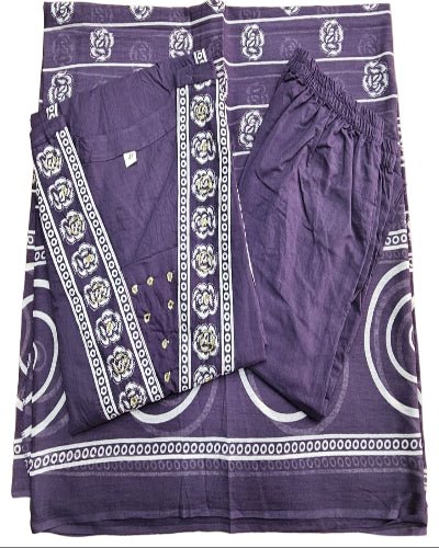 Elegant Purple Adda Work Cotton Anarkali Suit Set - BONYHUBSALWAR KAMEEZ