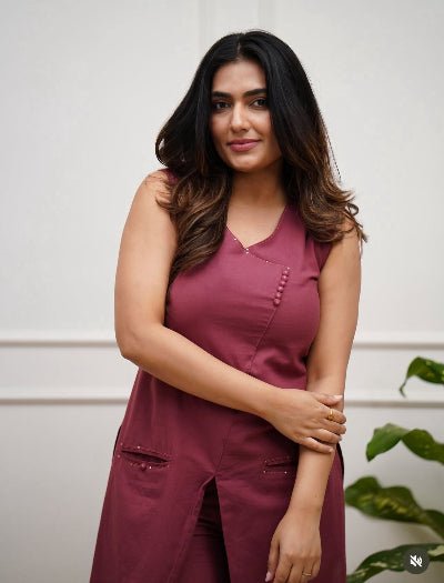 Trendy Deep Pink Plain Cotton Kurti Pant Set Of 2 - BONYHUBSALWAR KAMEEZ