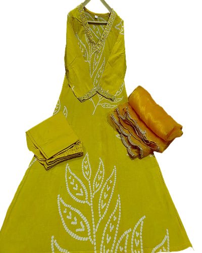 Elegant Yellow Embriodery Cotton Straight Suit Set - BONYHUBSALWAR KAMEEZ