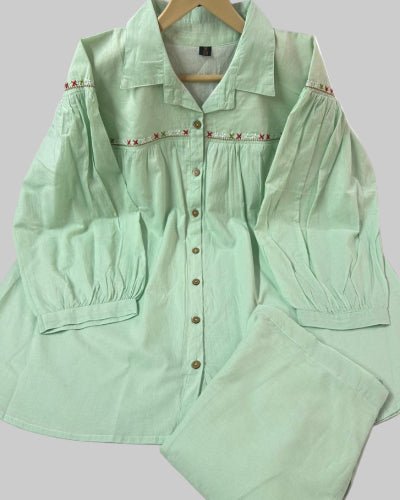 Mint Green Elegant Cotton Co - Ord Set - BONYHUBSALWAR KAMEEZ