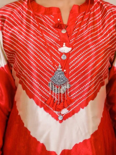 Bright Red Crepe Maslin Trendy Cord Set - BONYHUBSALWAR KAMEEZ