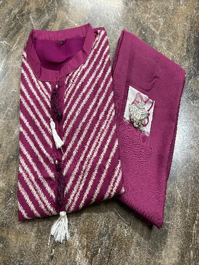 Bright Pink Crepe Maslin Cotton Trendy Cord Set - BONYHUBSALWAR KAMEEZ