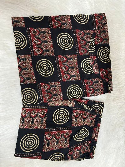 Black Halter Neck Ajrakh Cotton Kurti Palazzo Set Of 2 - BONYHUBSALWAR KAMEEZ