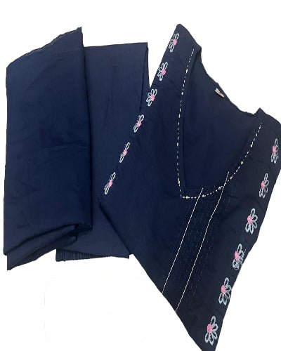Tealblue Elegant Embroidery Pure Cotton Anarkali Suit Set - BONYHUBSALWAR KAMEEZ