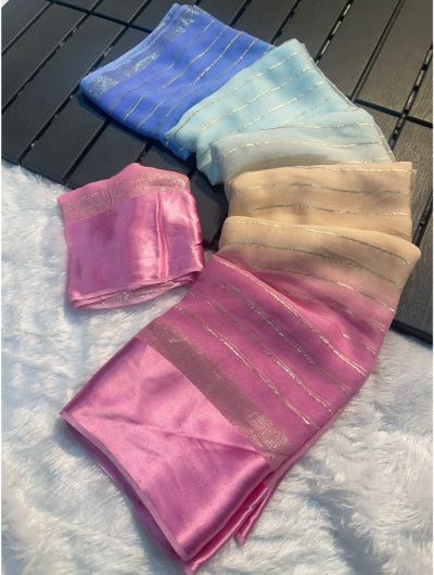 Alia Multi - Color Georgette Satin Bollywood Saree UK Next Day - BONYHUBSAREE