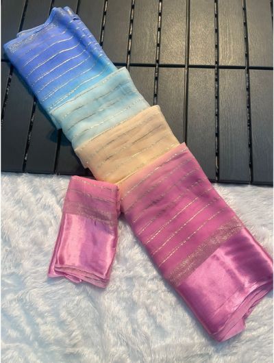 Alia Multi - Color Georgette Satin Bollywood Saree UK Next Day - BONYHUBSAREE