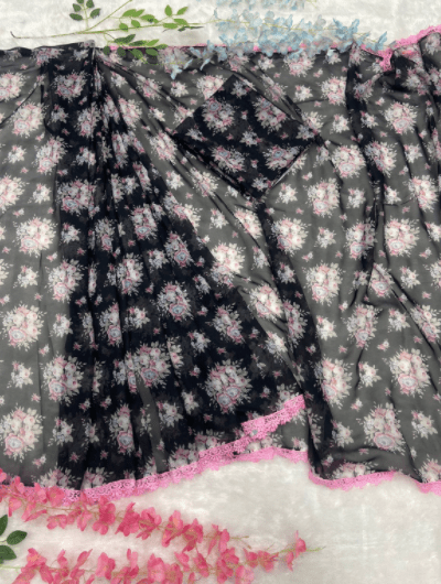 Black 1 Min Saree Georgette Ready to Wear Sari UK Next Day - BONYHUBSAREE