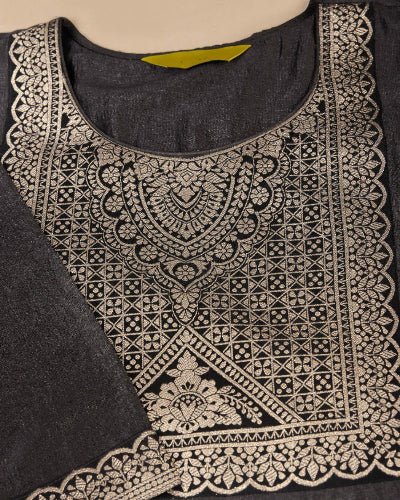 Black Vichitra Silk Jacquard Salwar Suit Set - BONYHUBSALWAR KAMEEZ