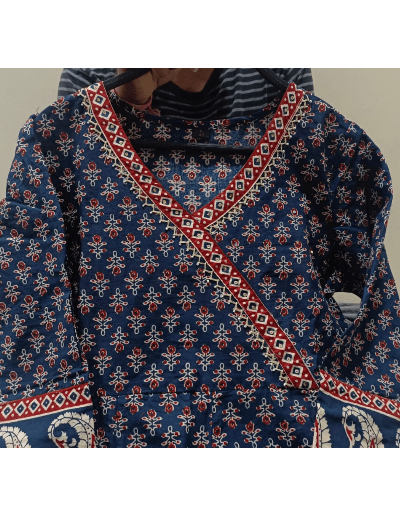 Blue Handblock Salwar Suit Dupatta UK Next Day - BONYHUBSALWAR KAMEEZ