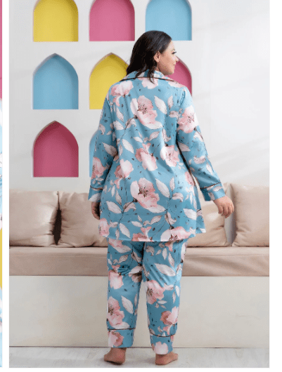 Blue White Stylish Satin Night suit - BONYHUBsalwar suit