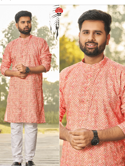 Brick Red Ethnic Wear Men Kurta Pyjama - BONYHUBMEN KURTA
