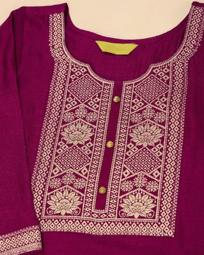 Burgandy Vichitra Silk Jacquard Salwar Suit Set - BONYHUBSALWAR KAMEEZ
