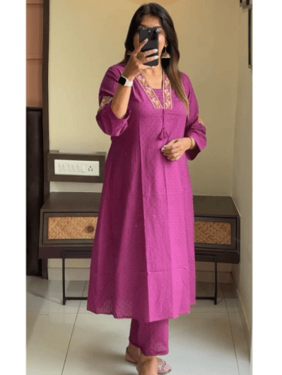 Casual Cotton Kurti Pant Set of 2 - BONYHUBsalwar suit