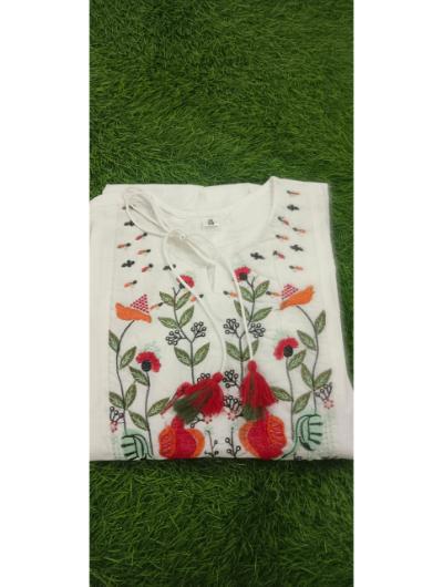 Cream Designer Kurti and Pant (Set of 2) - BONYHUBSALWAR KAMEEZ