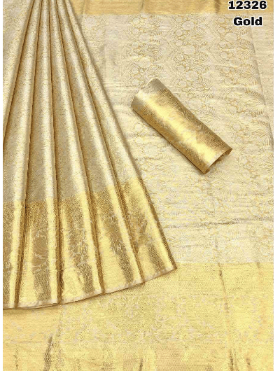 Gold Kanjivaram Wedding Silk Saree UK Next Day - BONYHUBSAREE