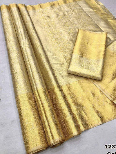 Gold Kanjivaram Wedding Silk Saree UK Next Day - BONYHUBSAREE
