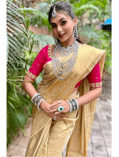 Gold Kanjivaram Wedding Silk Saree UK Next Day - BONYHUBSAREE