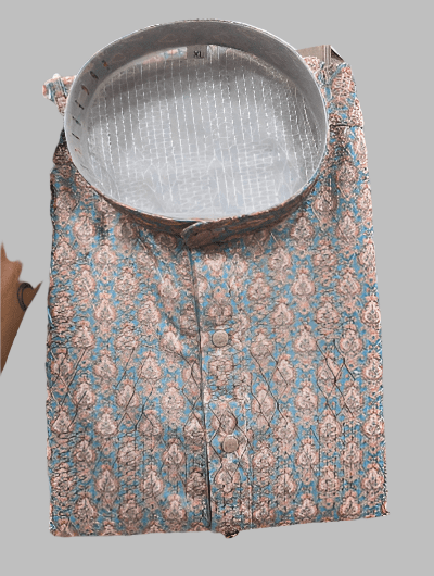 Grey Pink Ethnic Wear Men Kurta Pyjama - BONYHUBMEN KURTA