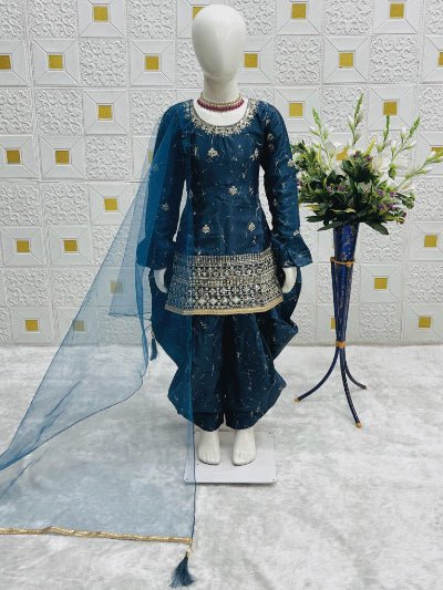 Kids Blue Festive Punjabi Suit Set UK Next Day - BONYHUBLehangas