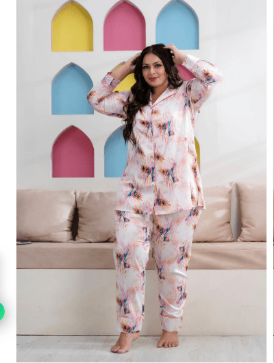 Leaf Pink Stylish Satin Night suit - BONYHUBsalwar suit