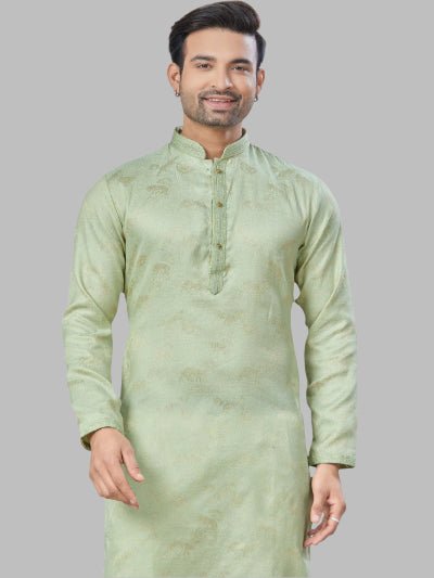 Light Orange Men Jacquard Kurta With Cotton Pajama - BONYHUBMEN KURTA