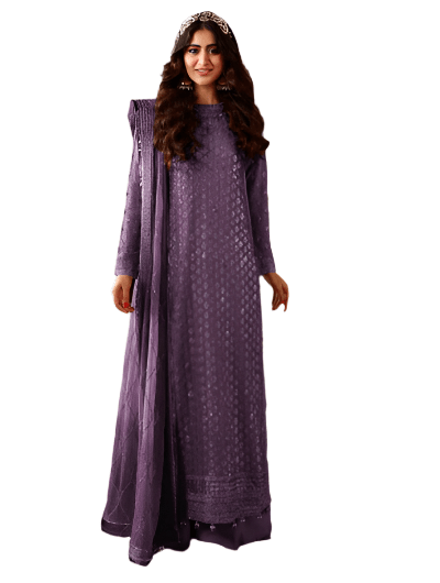 Lilac Bridal Embroidery Georgette Salwar Suit UK Next Day - BONYHUBSALWAR KAMEEZ