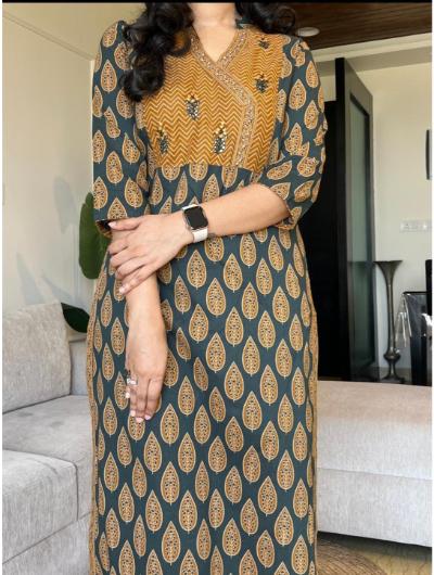 Mustard Cotton Printed Salwar Suit (Set of 3) - BONYHUBSALWAR KAMEEZ