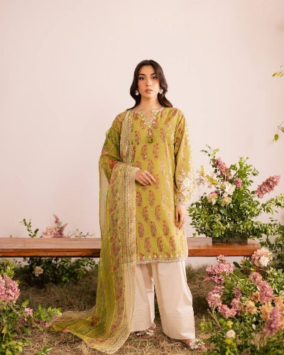 Mustard French Crepe Digital Printed Palazzo Suit Set - BONYHUBSALWAR KAMEEZ