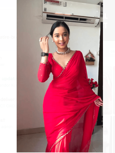 One Minute Saree Plain Red Ready to Wear Sari - BONYHUBSAREE