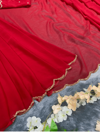 One Minute Saree Plain Red Ready to Wear Sari - BONYHUBSAREE