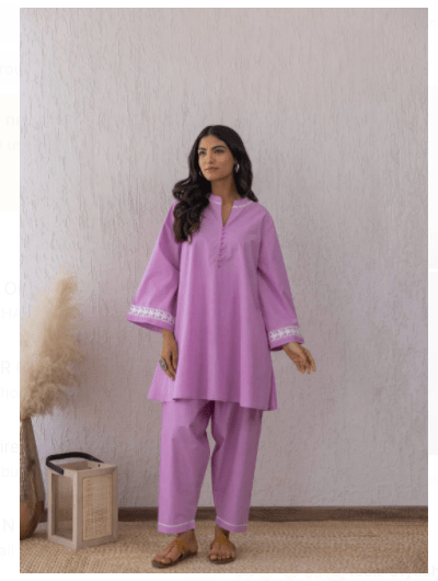 Onion Pink Stylish Loose Cotton Kurta Pant set of 2 UK Next Day - BONYHUBSALWAR KAMEEZ