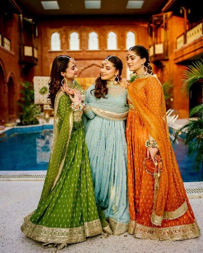 Orange Designer Chinon Silk Embroidered Anarkali Suit - BONYHUBSALWAR KAMEEZ