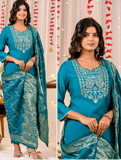 Peacock Silver Salwar Suit Dupatta Uk Next Day - BONYHUBSALWAR KAMEEZ
