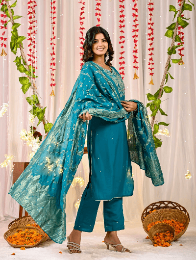 Peacock Silver Salwar Suit Dupatta Uk Next Day - BONYHUBSALWAR KAMEEZ