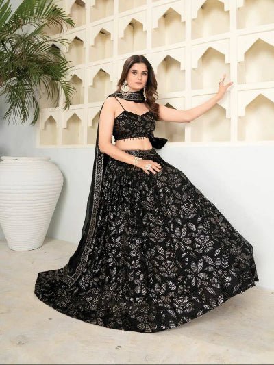 Black Georgette Sequins Embellished Lehenga Choli Set - BONYHUBSALWAR KAMEEZ