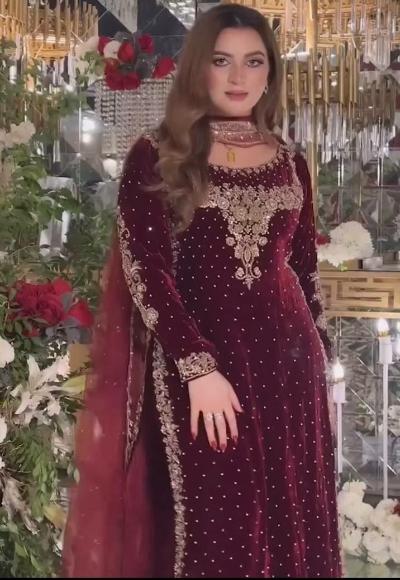 Maroon Partywear Velvet Designer Salwar Suit Set UK Next Day - BONYHUBSALWAR KAMEEZ