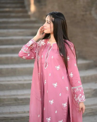 Pink Chanderi Silk Embroidered Salwar Suit Set - BONYHUBSALWAR KAMEEZ