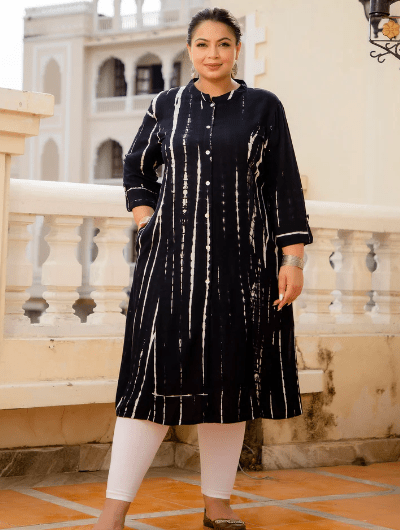 Plus Size Black Tye Dye Kurti - BONYHUBSALWAR KAMEEZ