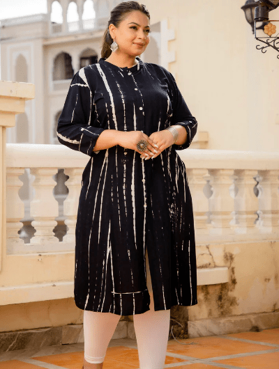 Plus Size Black Tye Dye Kurti - BONYHUBSALWAR KAMEEZ