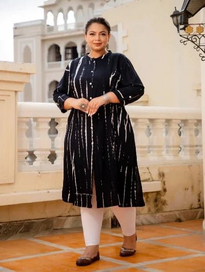 Plus Size Black Tye Dye Kurti - BONYHUBSALWAR KAMEEZ