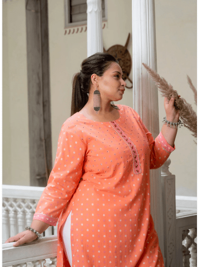 Plus Size Carrot Pure Cotton Straight Kurti - BONYHUBSALWAR KAMEEZ