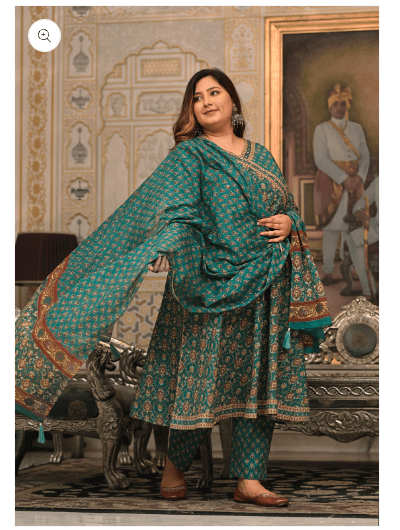 Plus Size Cotton Green Anarkali Suit UK Next Day - BONYHUBSALWAR KAMEEZ