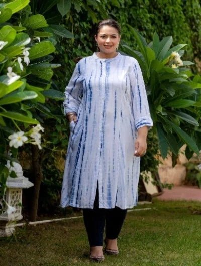 Plus Size Navy Blue Tye Dye Kurti - BONYHUBSALWAR KAMEEZ