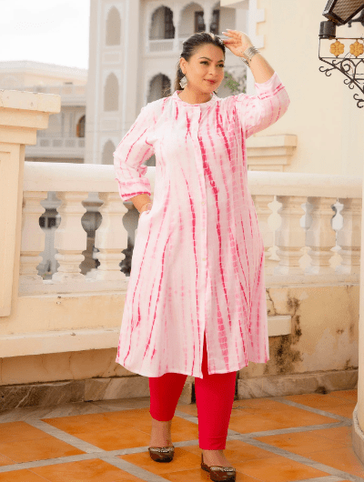 Plus Size Pink Tye Dye Kurti - BONYHUBSALWAR KAMEEZ