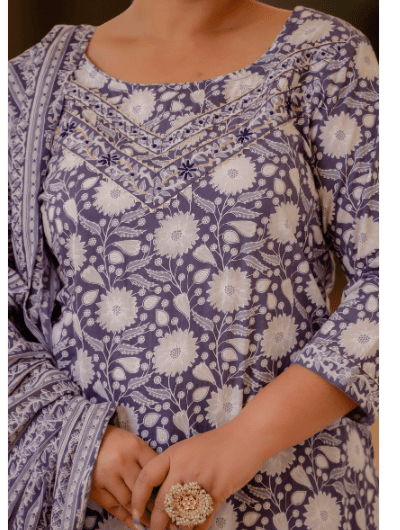 Plus Size Purple A Line cut Salwar Suit - BONYHUBSALWAR KAMEEZ