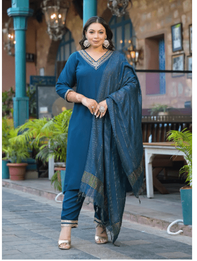 Plus Size Teal Blue Straight Salwar Suit UK Next Day - BONYHUBSALWAR KAMEEZ